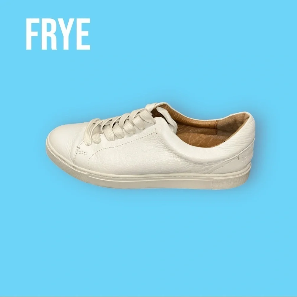 Frye Women's Tumbled Leather Ivy Low Lace Sneakers White Size 9 M